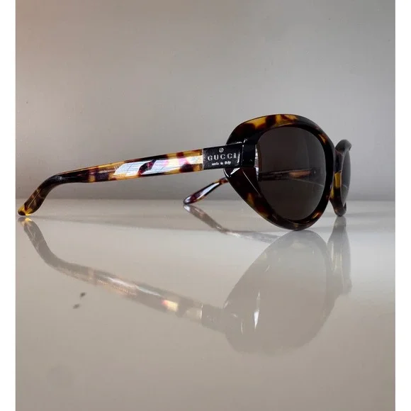 Gucci Vintage Y2K GG2465/S Tortoiseshell Oval Sunglasses Brown Made in Italy - Picture 5 of 16